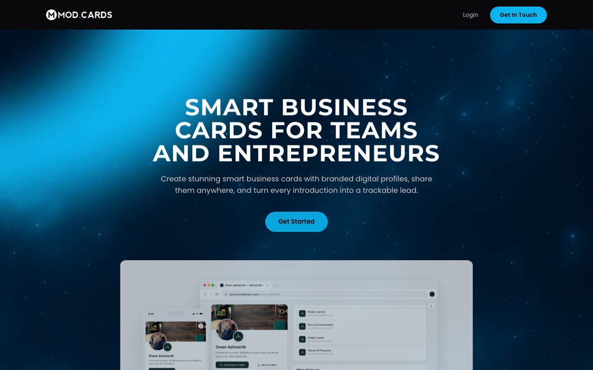 mod.cards homepage