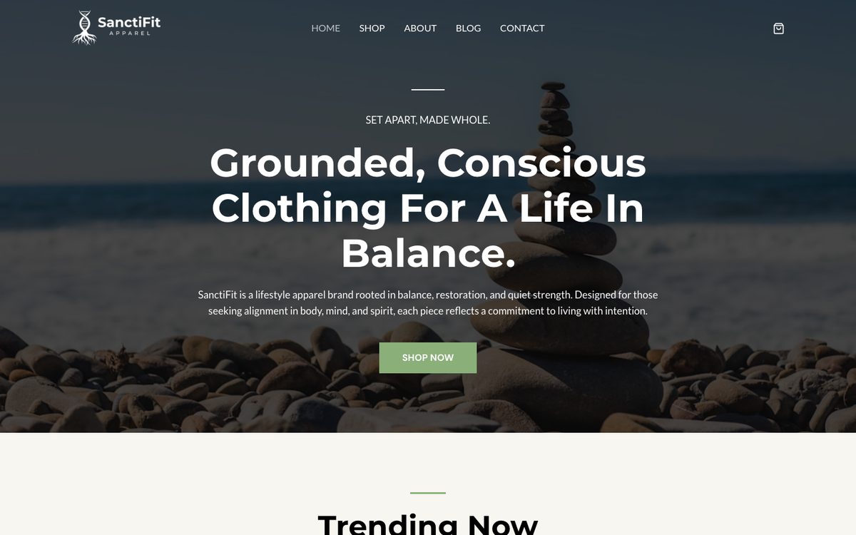 SanctiFit Apparel homepage